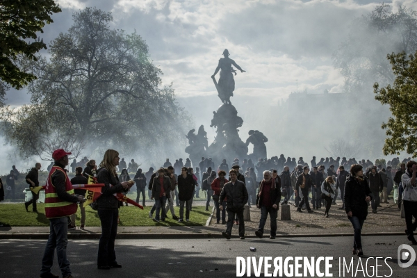 Manifestation contre la loi travail et violences, Paris.