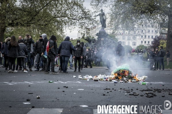 Manifestation contre la loi travail et violences, Paris.