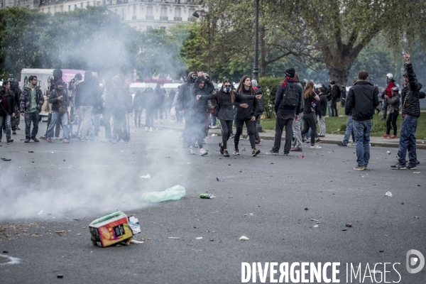 Manifestation contre la loi travail et violences, Paris.