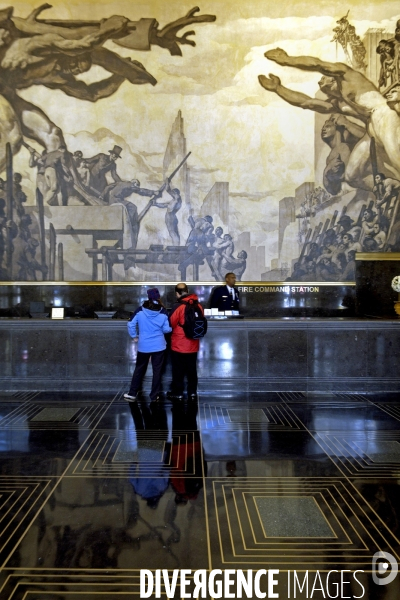 Illustration Avril 2016.Le Rockefeller Centre, les fresques du hall, une ode au travail