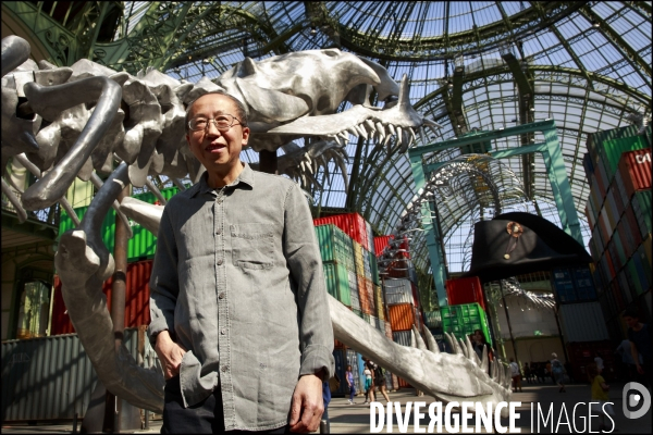 Portrait de l artiste HUANG YONG PING invité de Monumenta 2016 au Grand Palais,  devant son oeuvre   Empires 