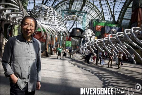 Portrait de l artiste HUANG YONG PING invité de Monumenta 2016 au Grand Palais,  devant son oeuvre   Empires 