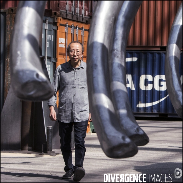 Portrait de l artiste HUANG YONG PING invité de Monumenta 2016 au Grand Palais,  devant son oeuvre   Empires 