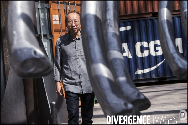 Portrait de l artiste HUANG YONG PING invité de Monumenta 2016 au Grand Palais,  devant son oeuvre   Empires 